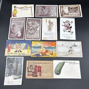 Lot of 13 Vintage Postcards Early 1900s Unused Humor Funny Artwork